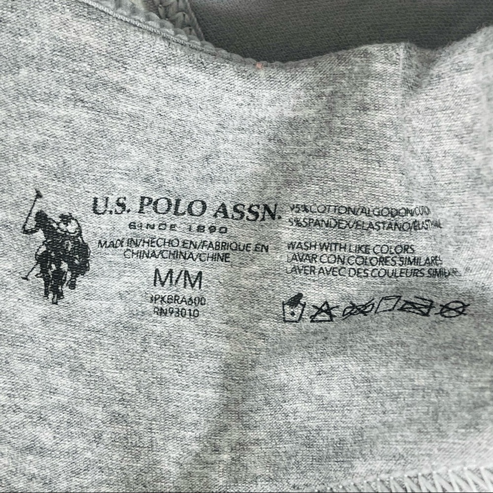 U.S. POLO ASSN. intimates Sports bra GREY WHITE Sporty bra formed cups NEW M - Picture 5 of 8